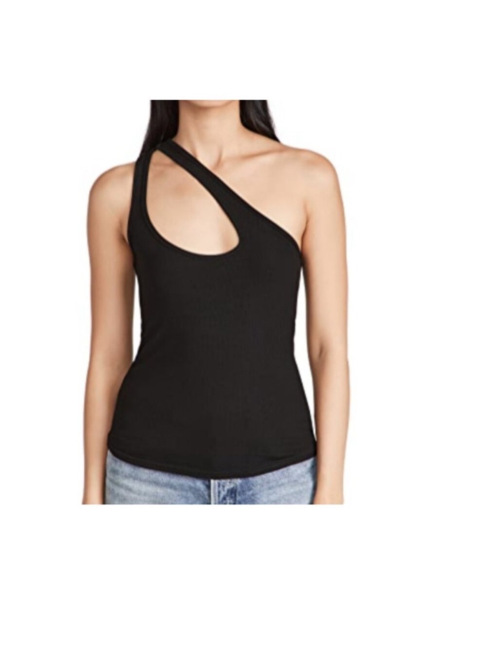 BB Dakota Black One-Shoulder Asymmetric Cutout Tank